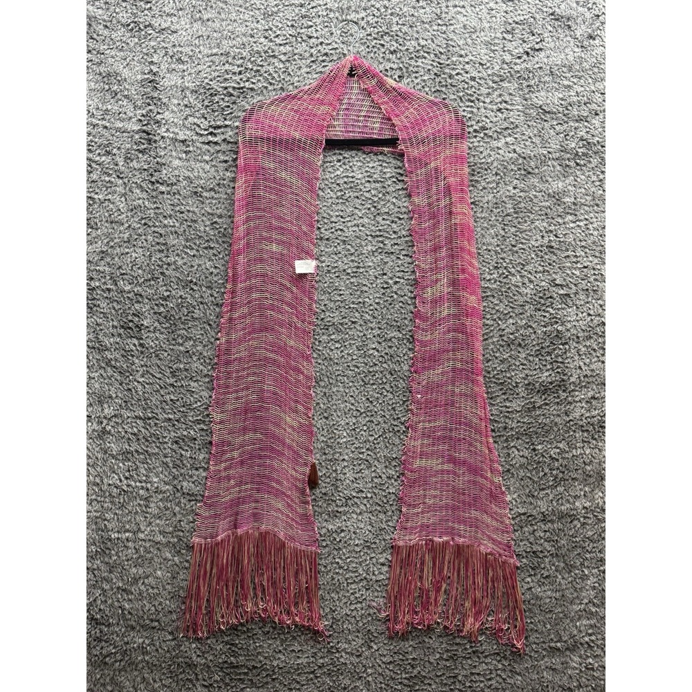 Missoni Rayon Thread Open Knit Scarf‎ in Multicolored Pink 96x10